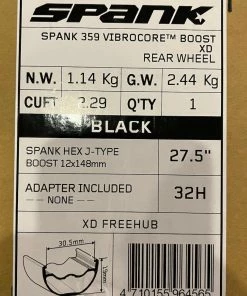 Spank 359 Vibrocore Hinterrad 27,5" Schwarz BOOST 148x12mm Laufrad 19 Spank 359 Vibrocore Hinterrad 27,5" Schwarz BOOST 148x12mm Laufrad -Federung Verkäufe 2022 IMG 7828 9804bee5 0a6d 4e08 8d7e e744eaa102a3
